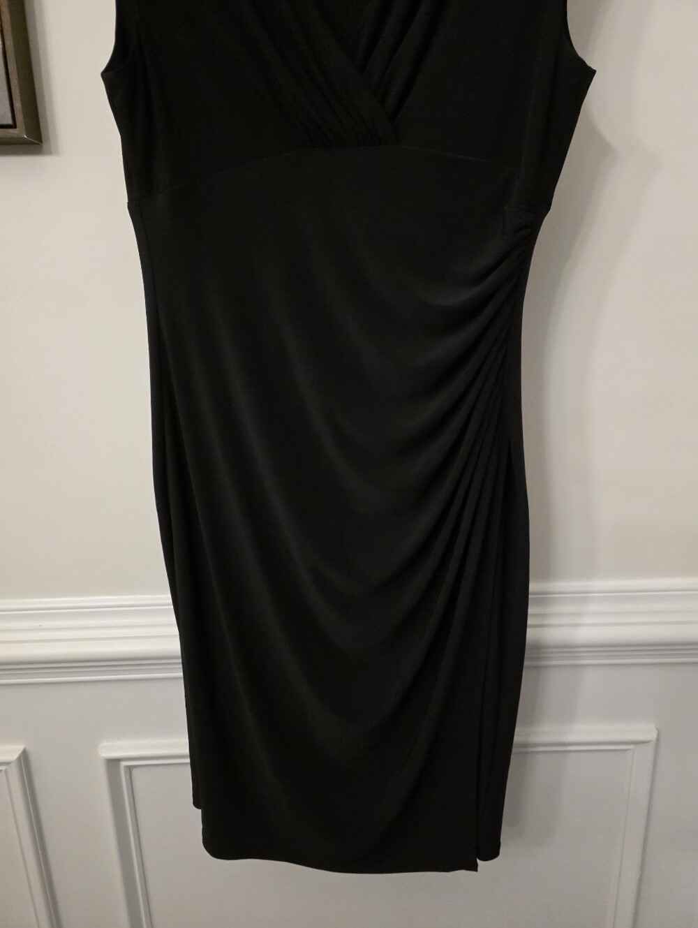 Lauren Ralph Lauren Black Sleeveless Faux Wrap Dress Size 14 - Picture 3 of 5